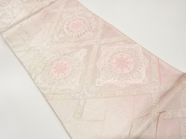 JAPANESE KIMONO / ANTIQUE FUKURO OBI / SILK / WOVEN FLOWER CREST